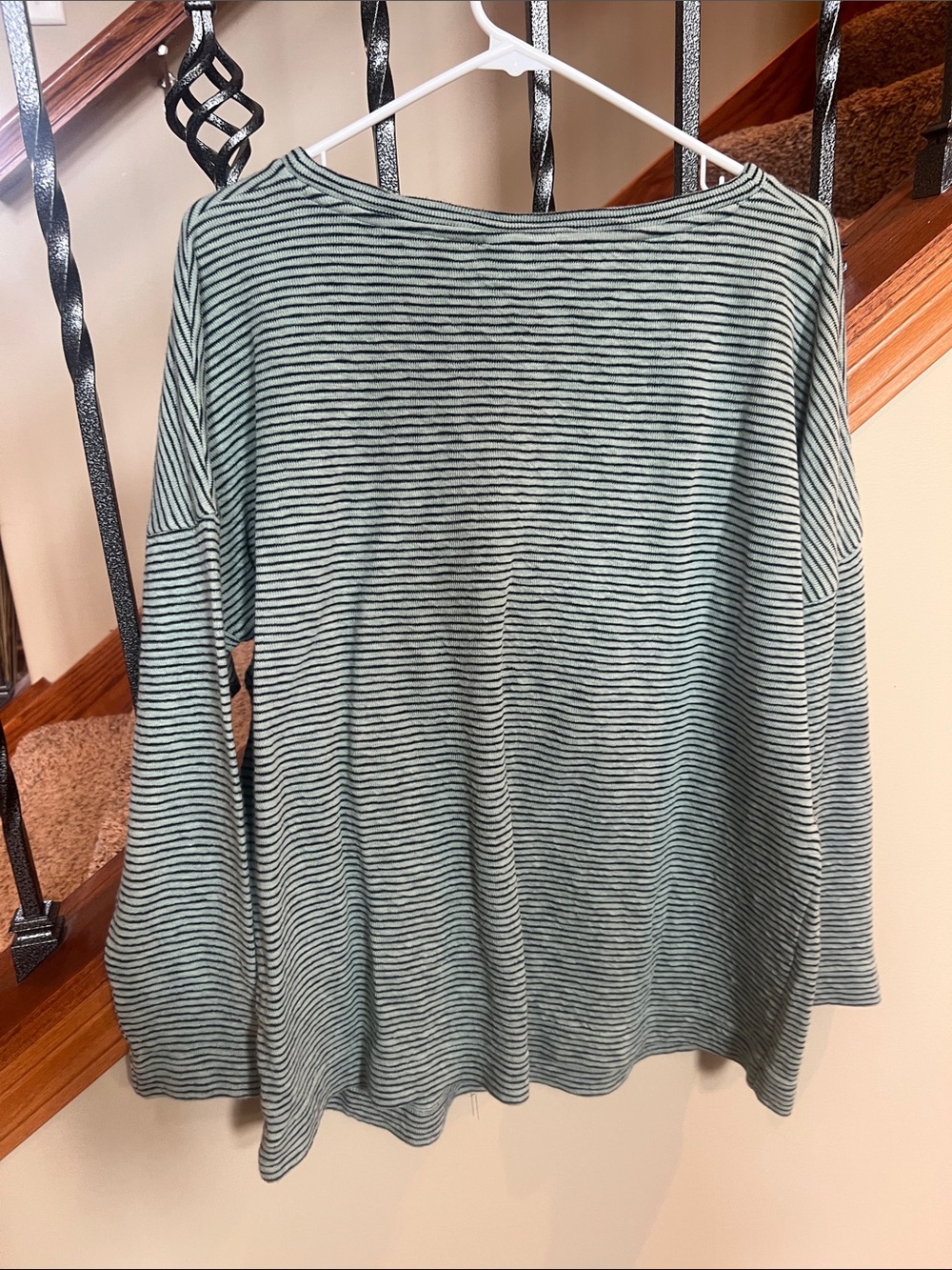 Striped Long Sleeve crewneck Top - Green & Black 100% cotton - Picture 6 of 7
